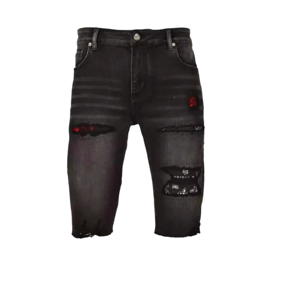 Brand new grindhouse paisley denim shorts  34. Black with red and black paisley.